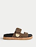 Suede Leopard Print Flatform Sandals