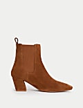 Suede Chelsea Block Heel Boots
