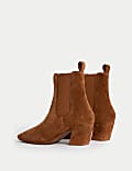 Suede Chelsea Block Heel Boots