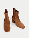 Suede Chelsea Block Heel Boots