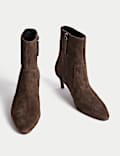 Suede Kitten Heel Pointed Ankle Boots