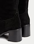Wide Fit Suede Block Heel Knee High Boots
