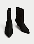 Suede Wedge Pointed Ankle Boots