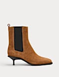 Suede Chelsea Kitten Heel Ankle Boots