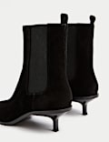 Suede Chelsea Kitten Heel Ankle Boots