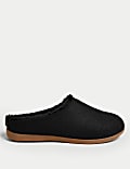 Felt Faux Fur Lined Mule Slippers