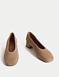 Suede Block Heel Square Toe Court Shoes