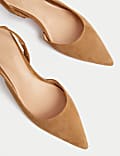 Leather Block Heel Court Shoes