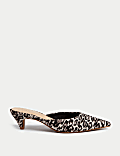 Leopard Print Slip On Kitten Heel Mules