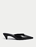Croc Kitten Heel Mules