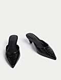 Croc Kitten Heel Mules