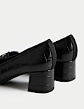 Croc Block Heel Court Shoes