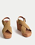 Suede Crossover Wedge Sandals