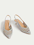 Woven Kitten Heel Slingback Shoes