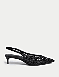 Woven Kitten Heel Slingback Shoes