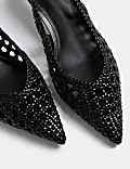 Woven Kitten Heel Slingback Shoes