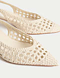 Woven Kitten Heel Slingback Shoes