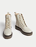 Leather Lace Up Flatform Boots