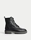 Bottines en cuir à lacets et talons plats
