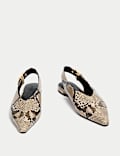 Zapatos planos sin talón de punta con estampado de serpiente