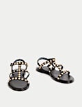 Leather Studded Flat Gladiator Sandals