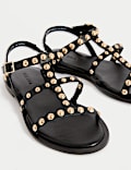 Leather Studded Flat Gladiator Sandals