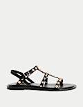 Leather Studded Flat Gladiator Sandals