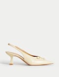 Bow Slip On Kitten Heel Slingback Shoes