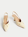 Bow Slip On Kitten Heel Slingback Shoes