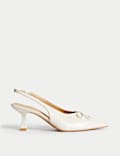 Bow Slip On Kitten Heel Slingback Shoes