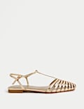 Ankle Strap T Bar Flat Pointed Sandals