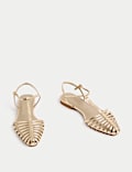 Ankle Strap T Bar Flat Pointed Sandals