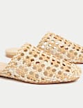 Woven Slip On Flat Mules