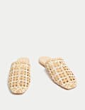 Woven Slip On Flat Mules