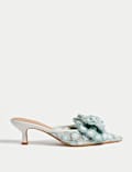 Floral Bow Kitten Heel Mules