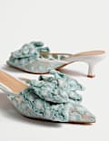 Floral Bow Kitten Heel Mules