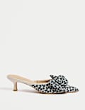 Denim Kitten Heel Pointed Mules