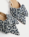 Denim Kitten Heel Pointed Mules