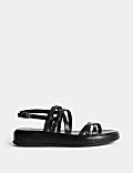 Leather Strappy Flatform Sandals