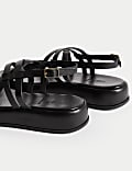Leather Strappy Flatform Sandals