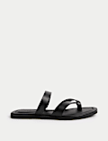 Toe Loop Strappy Flat Mules