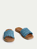 Raffia Flat Square Toe Mule Sandals