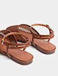 Mesh Ankle Strap Flat Sandals
