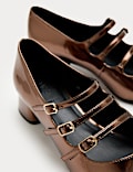 Zapatos Mary Jane con tacón en bloque metalizados