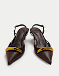 Gold Trim Kitten Heel Slingbacks