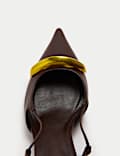 Gold Trim Kitten Heel Slingbacks