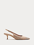Slingbacks met kittenhak en glitter
