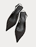 Studded Sparkle Kitten Heel Slingback Shoes