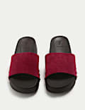 Suede Platform Open Toe Clogs
