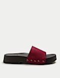 Suede Platform Open Toe Clogs